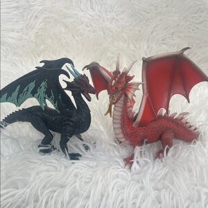 Galaxy &  Schleich Eldrador Red Warrior Dragon Figurines